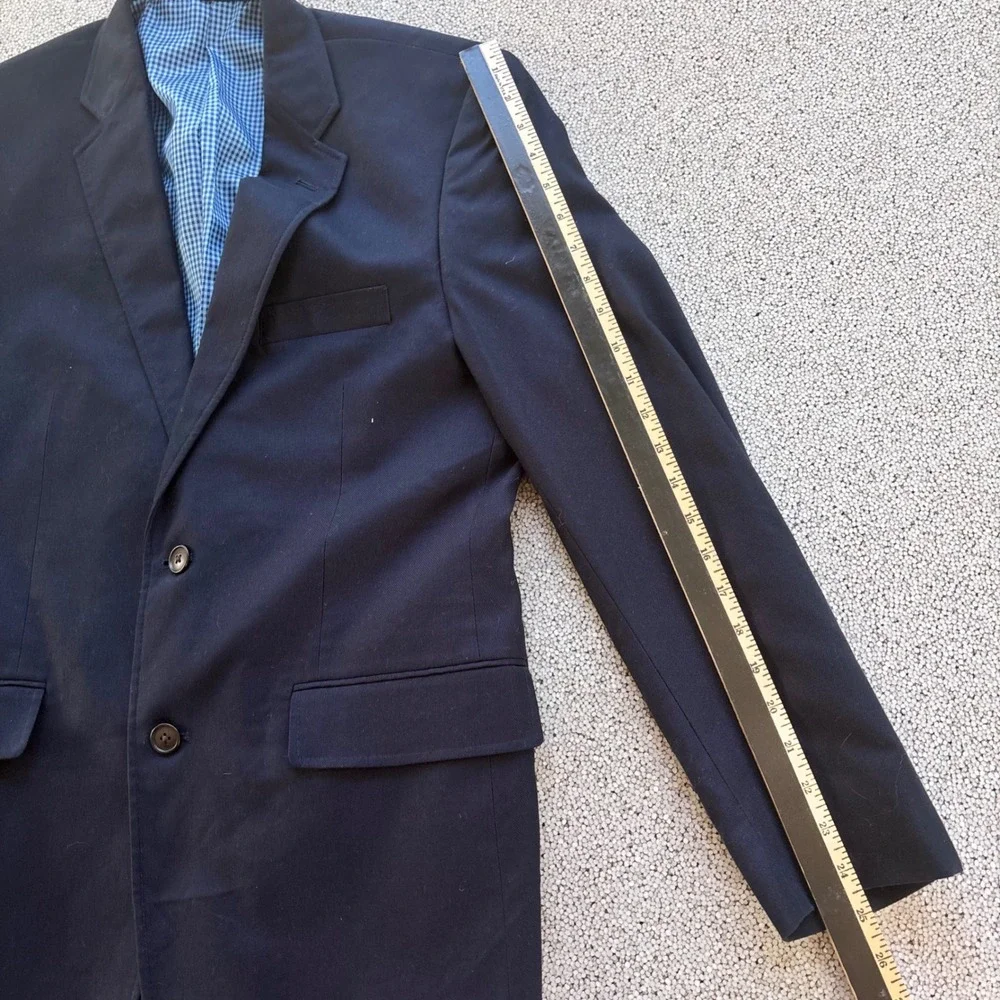 Saddlebred Blazer Mens 38R Navy Blue Cotton Two Button Gingham Preppy Academia